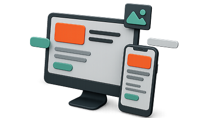 3d image of a laptop and phone